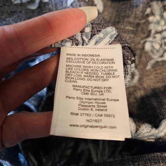 Original Penguin Men Tropical Shirt Blue Monkey Tree Button Down Short Sleeve, M - Picture 5 of 8